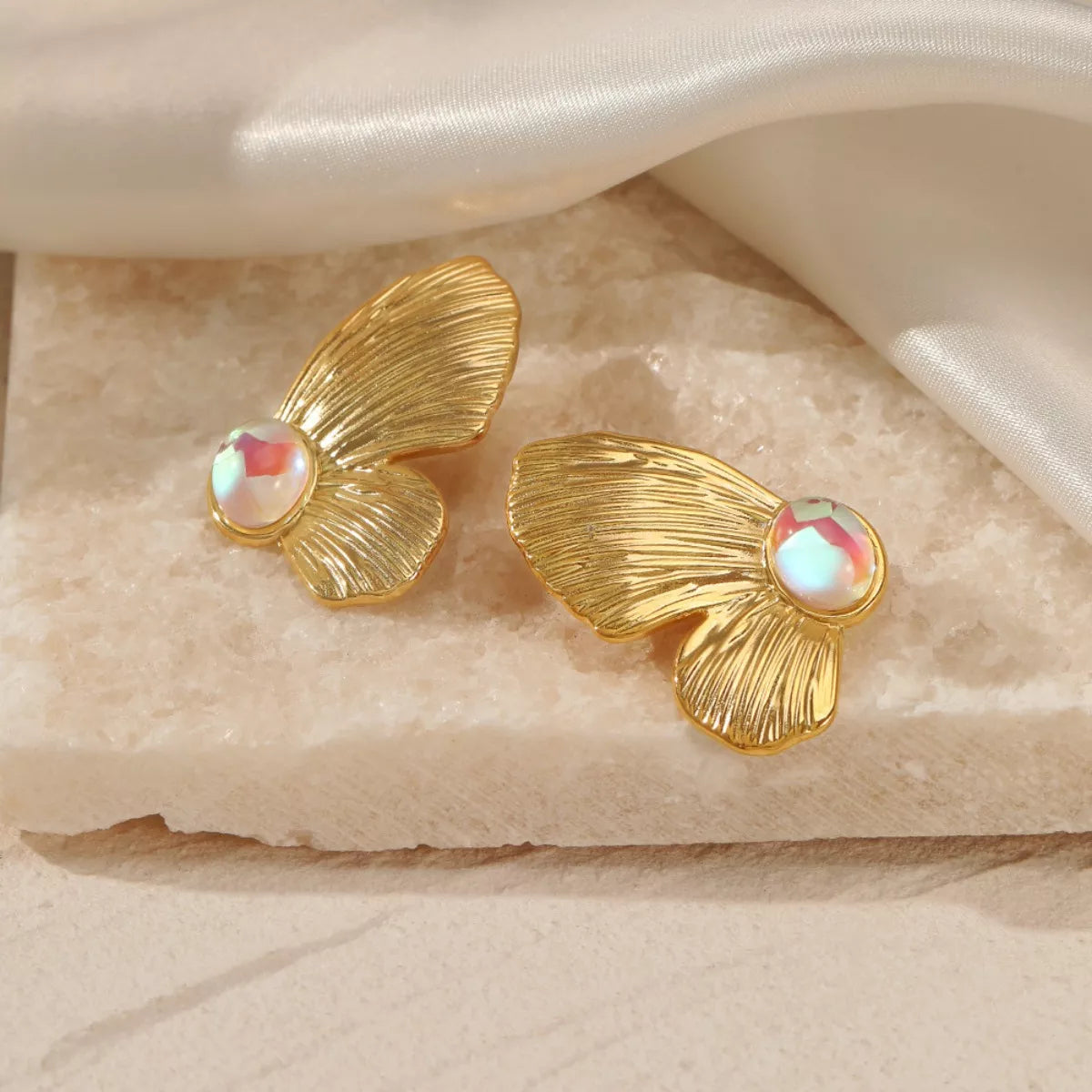 18K Gold-Plated Butterfly Wing Earrings - alternate earring view