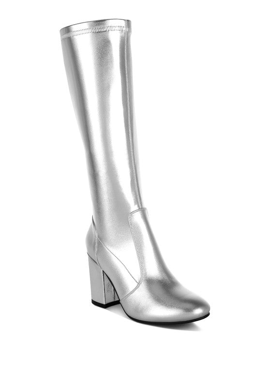 Metallic Pleather Long Boots