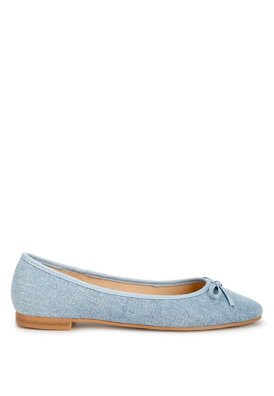 Detail Bow Denim Ballerinas