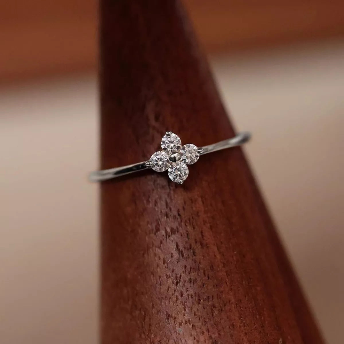 Sterling Silver Four-Leaf Clover Ring in Silver - women's ring