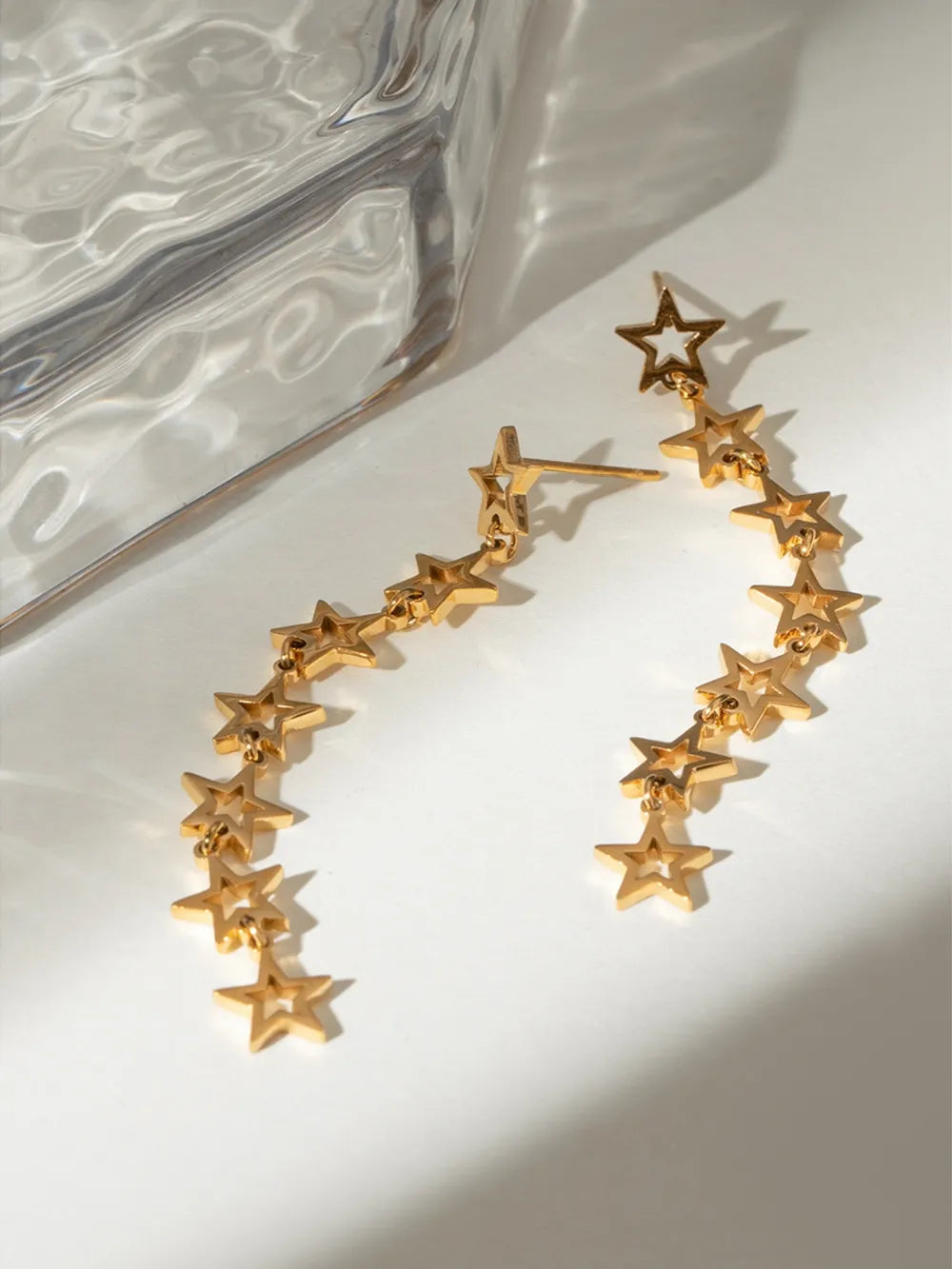 Stainless Steel Cutout Star Earrings - alternate earring view