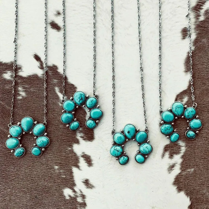 Artificial Turquoise Alloy Pendant Necklace - alternate necklace view