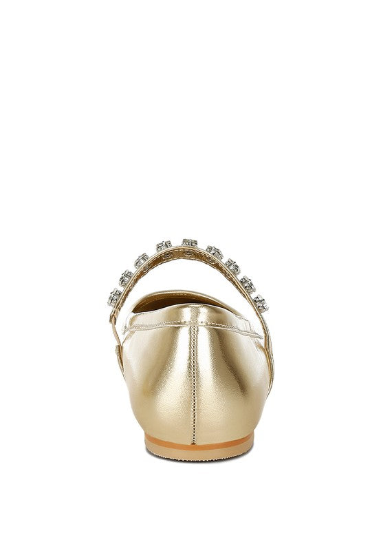 Diamante Metallic Ballerinas