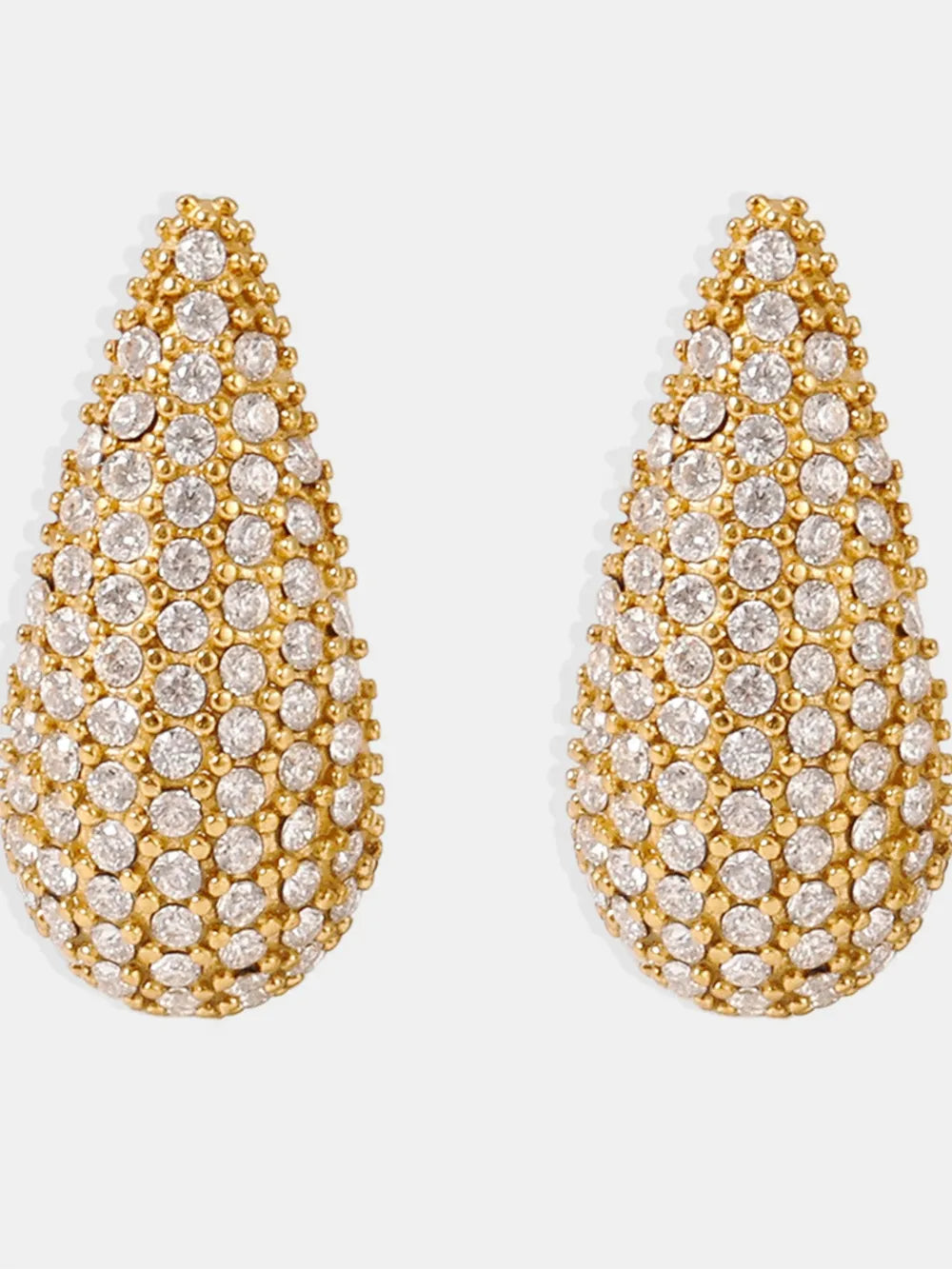 Stainless Steel Inlaid Zircon Teardrop Earrings in Multicolor( gold) - women's drop earrings