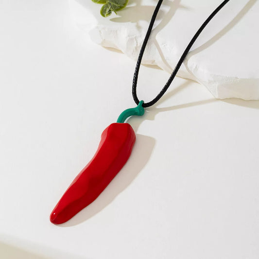 Chili Pepper Pendant Necklace - alternate necklace view