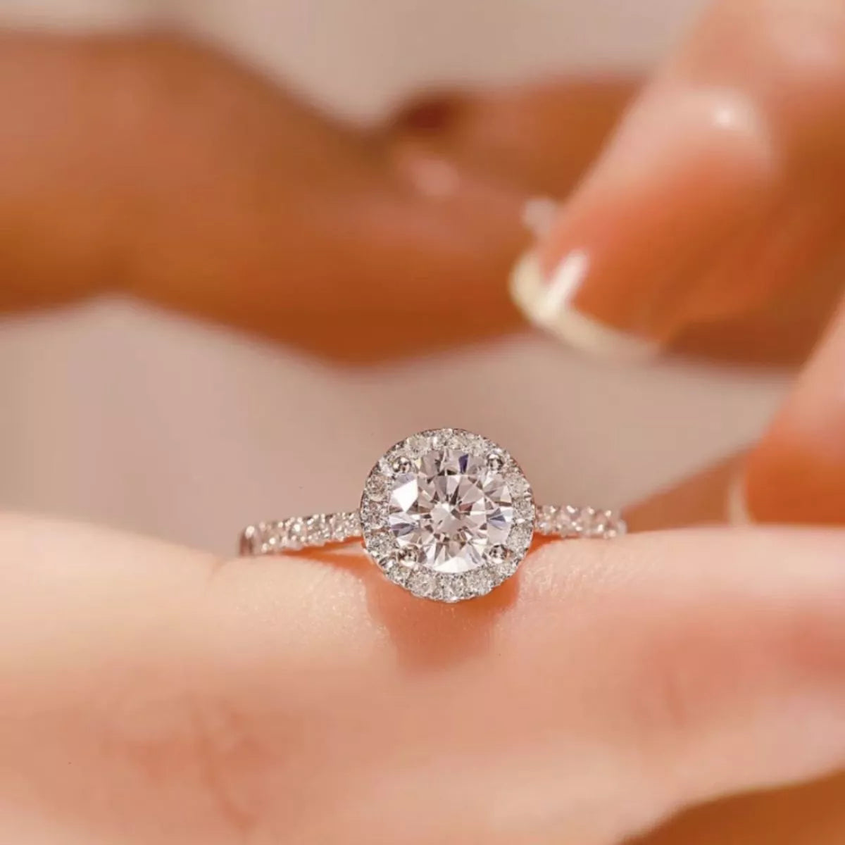 2 Carat Moissanite Sterling Silver Ring - alternate ring view