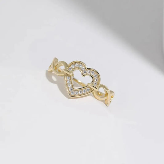 Sterling Silver Heart Ring in Gold - women's ring