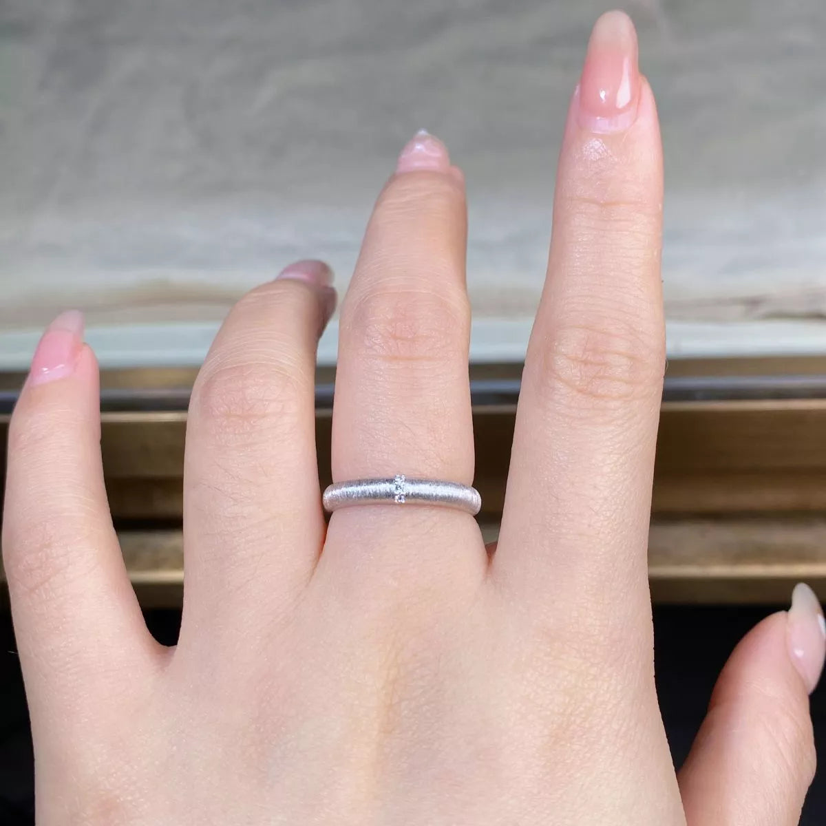 Sterling Silver Zircon Ring in Gold - women's ring