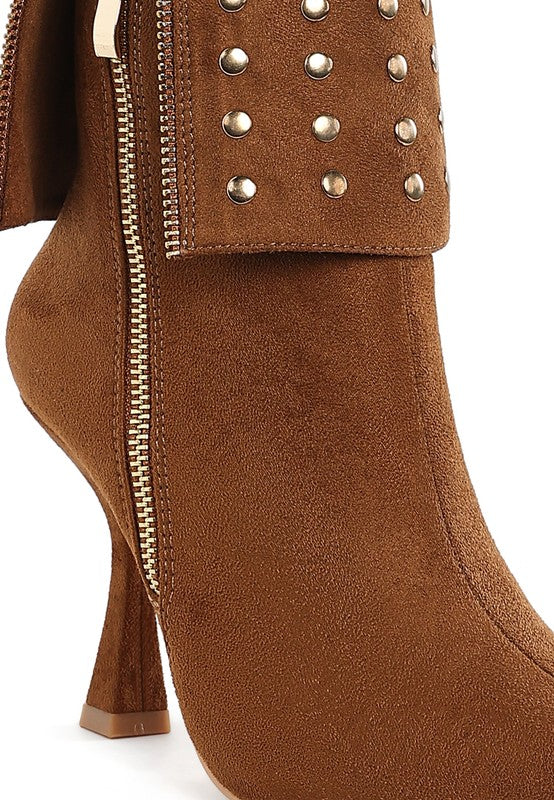 Stud Foldover Ankle Boots