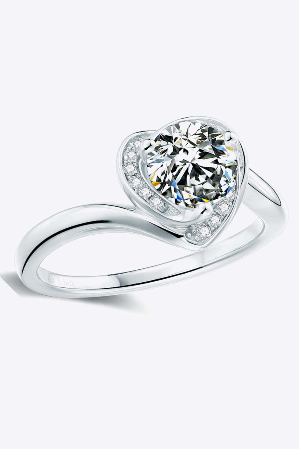 1 Carat Moissanite Heart Ring in Silver - women's ring