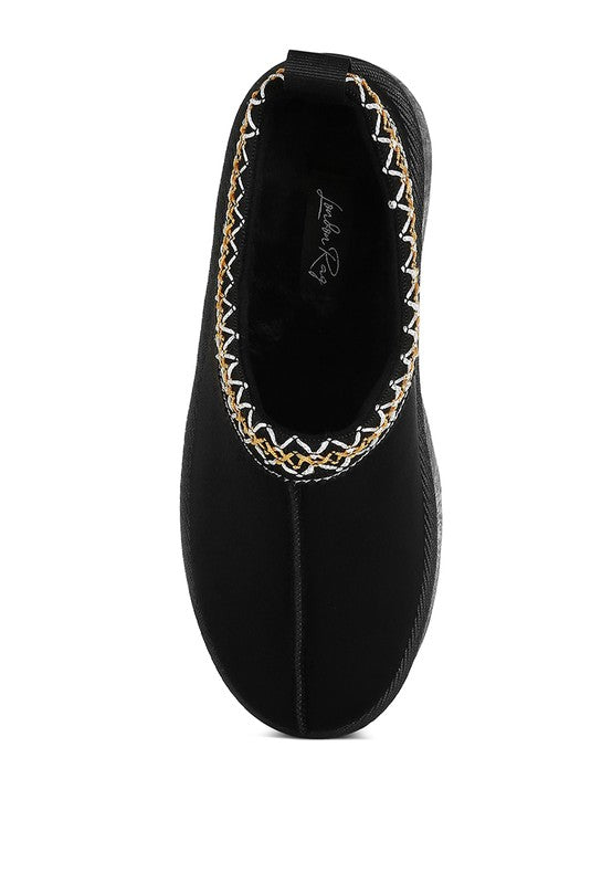 Embroidered Fur Classic Slippers