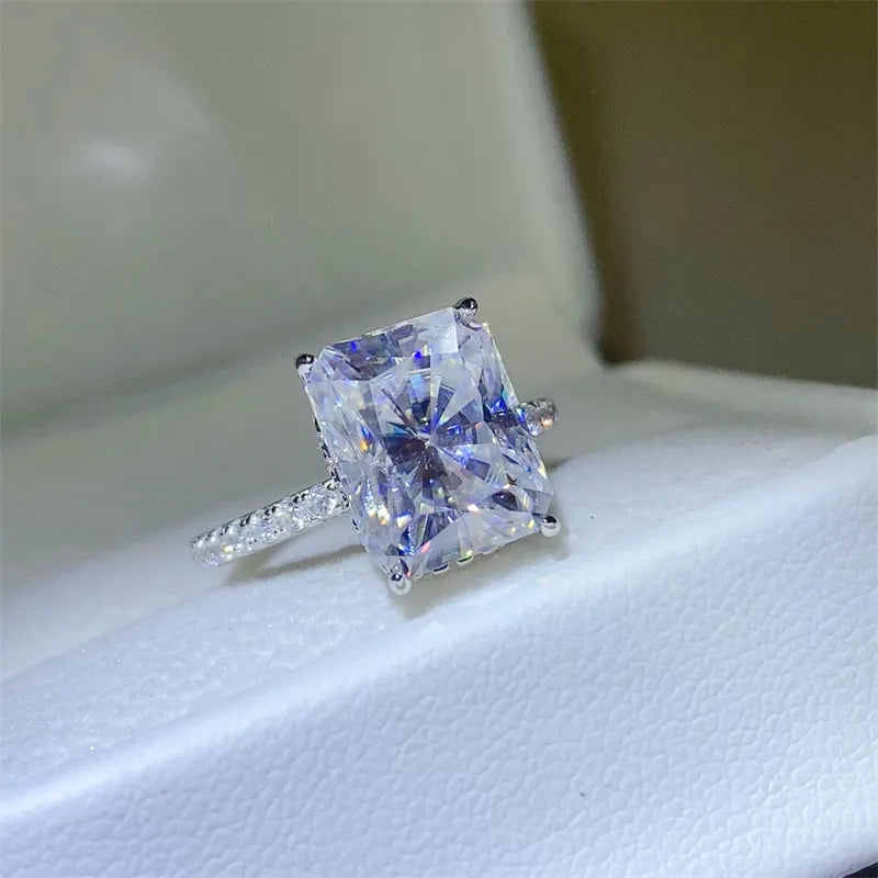 5 Carat Moissanite Zircon Sterling Silver Ring in Silver - women's ring