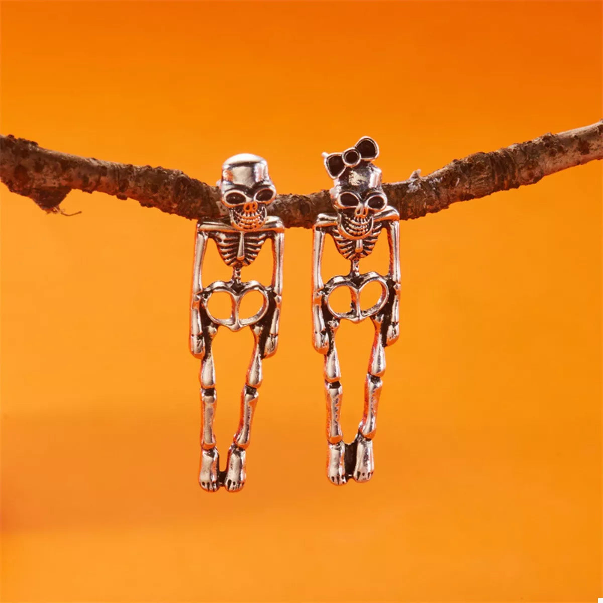 Halloween Skeleton Drop Earrings - alternate earring view