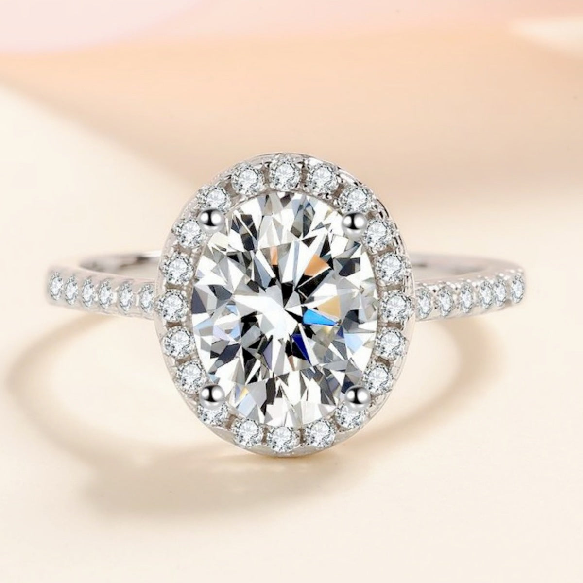 1 Carat Moissanite Sterling Silver Ring - alternate ring view