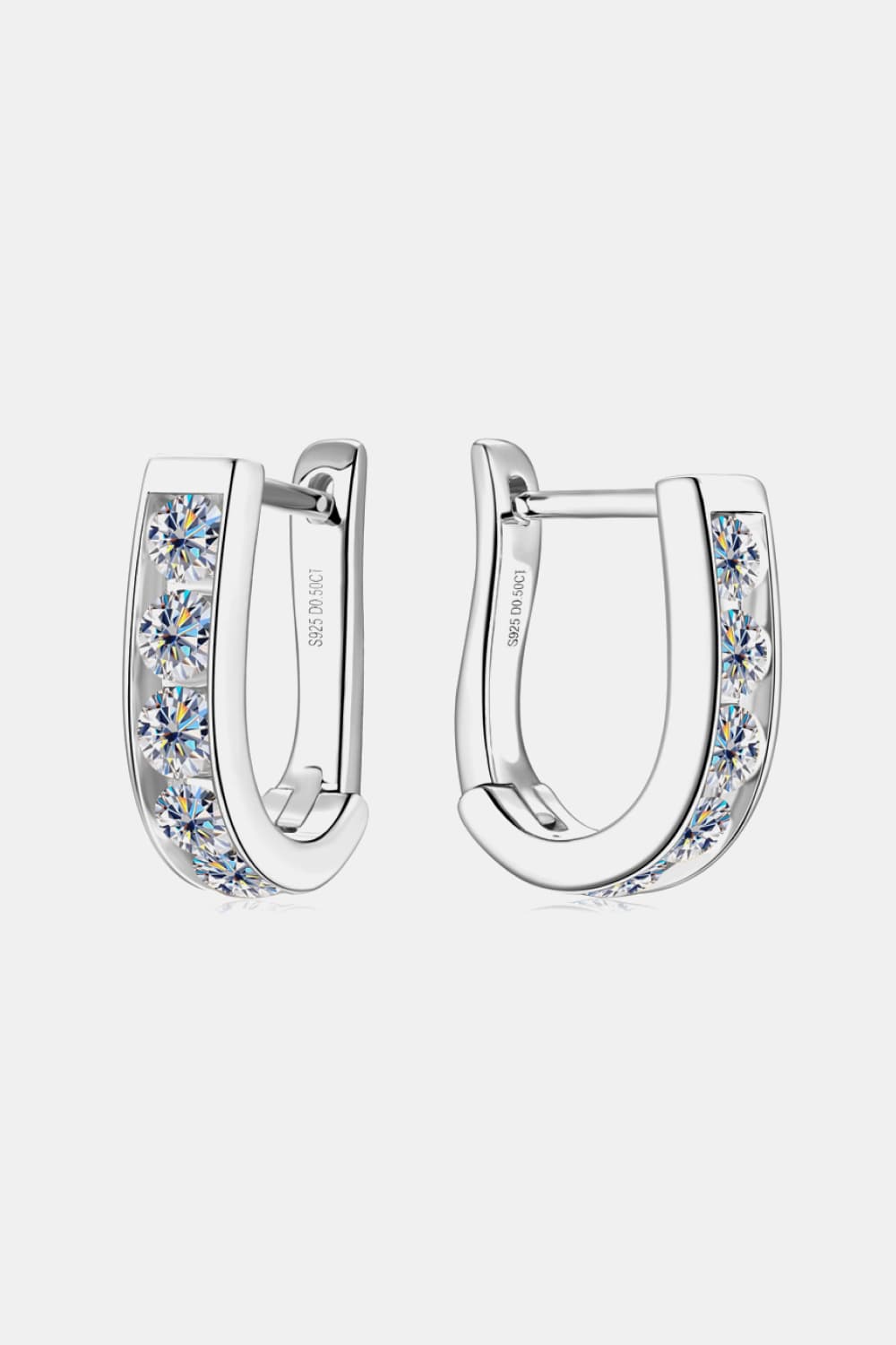 1 Carat Moissanite Sterling Silver Earrings - alternate earring view