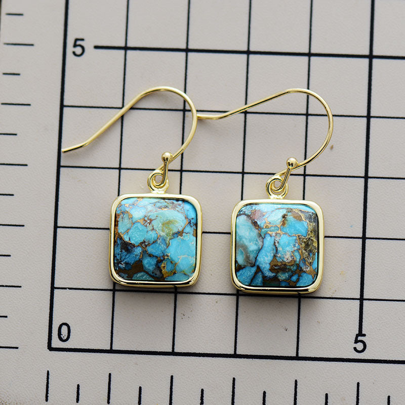 Square Copper Drop Earrings - alternate earring view
