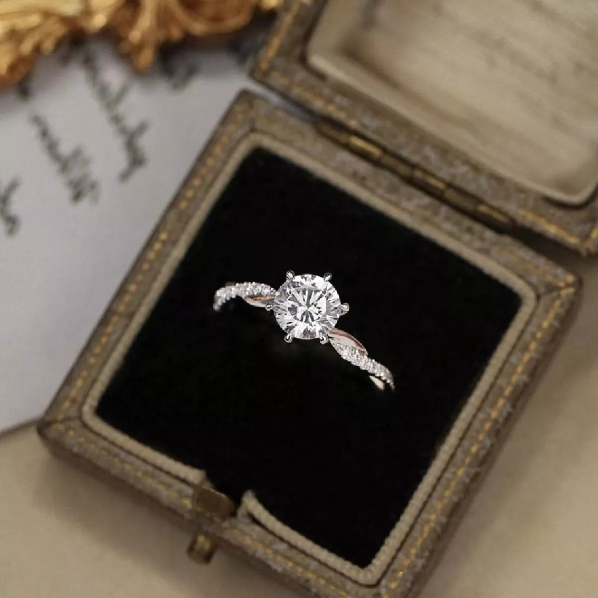 1 Carat Sterling Silver Moissanite Ring - alternate ring view