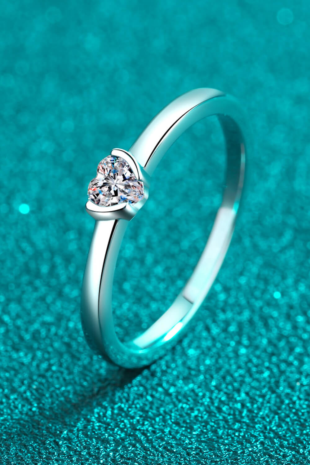 Heart-Shaped Moissanite Solitaire Ring in Silver - women's solitaire ring