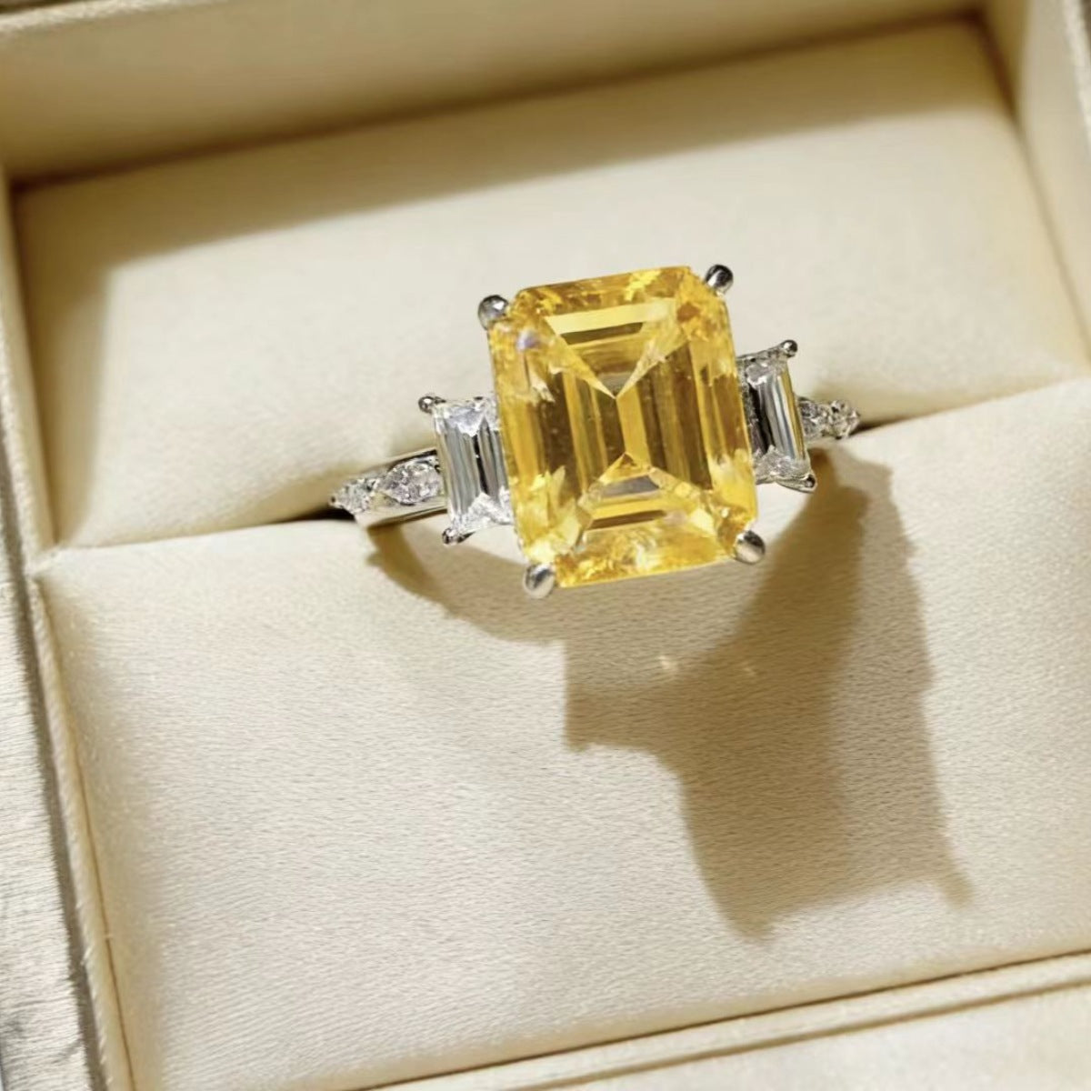 5 Carat Moissanite Sterling Silver Ring in Silver - women's ring