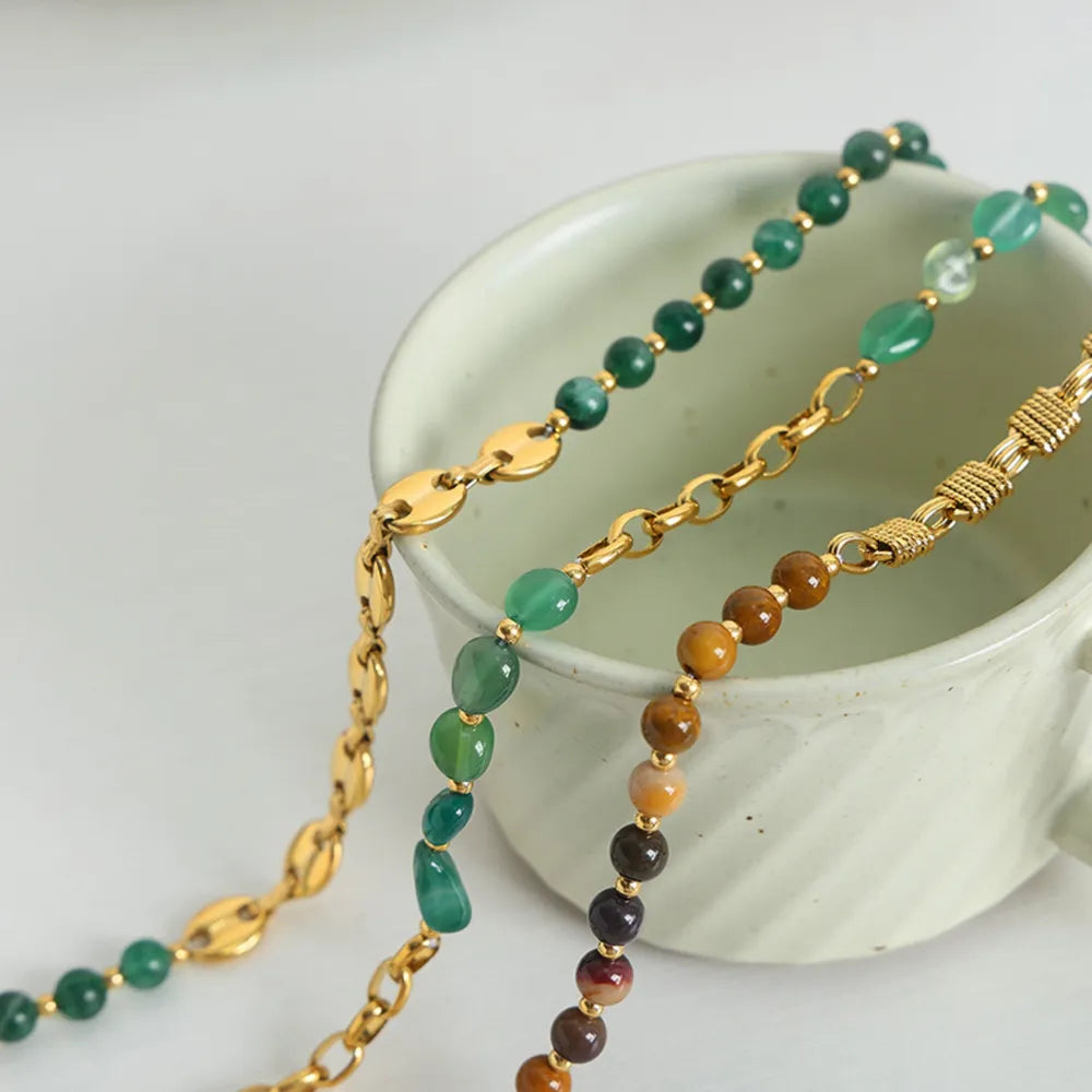 Beaded Titanium Steel Necklace - alternate necklace view