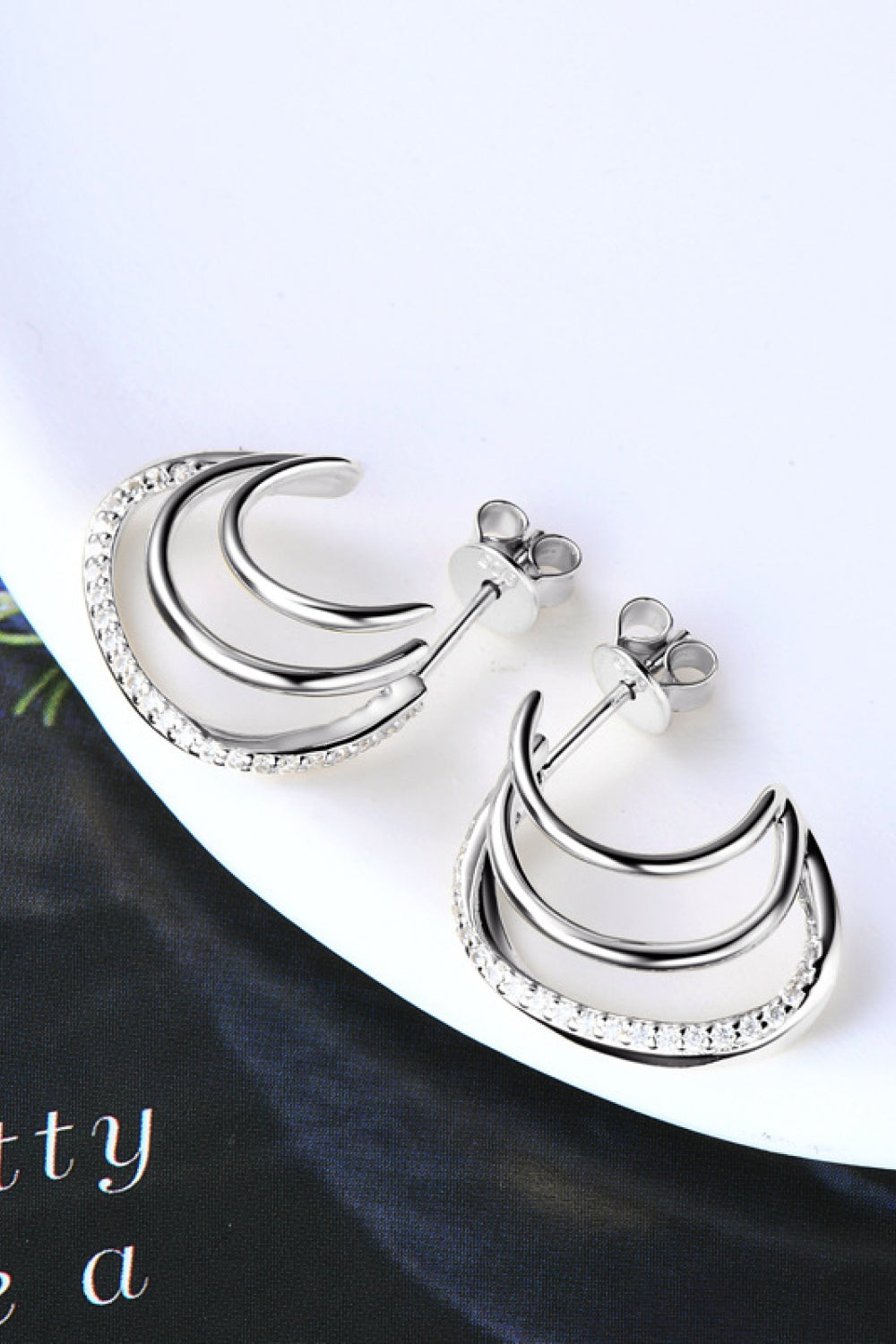 Moissanite Sterling Silver Earrings - alternate earring view
