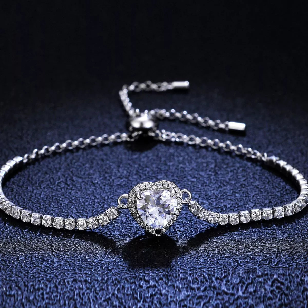 2 Carat Sterling Silver Moissanite Chain Heart Bracelet - alternate jewelry view