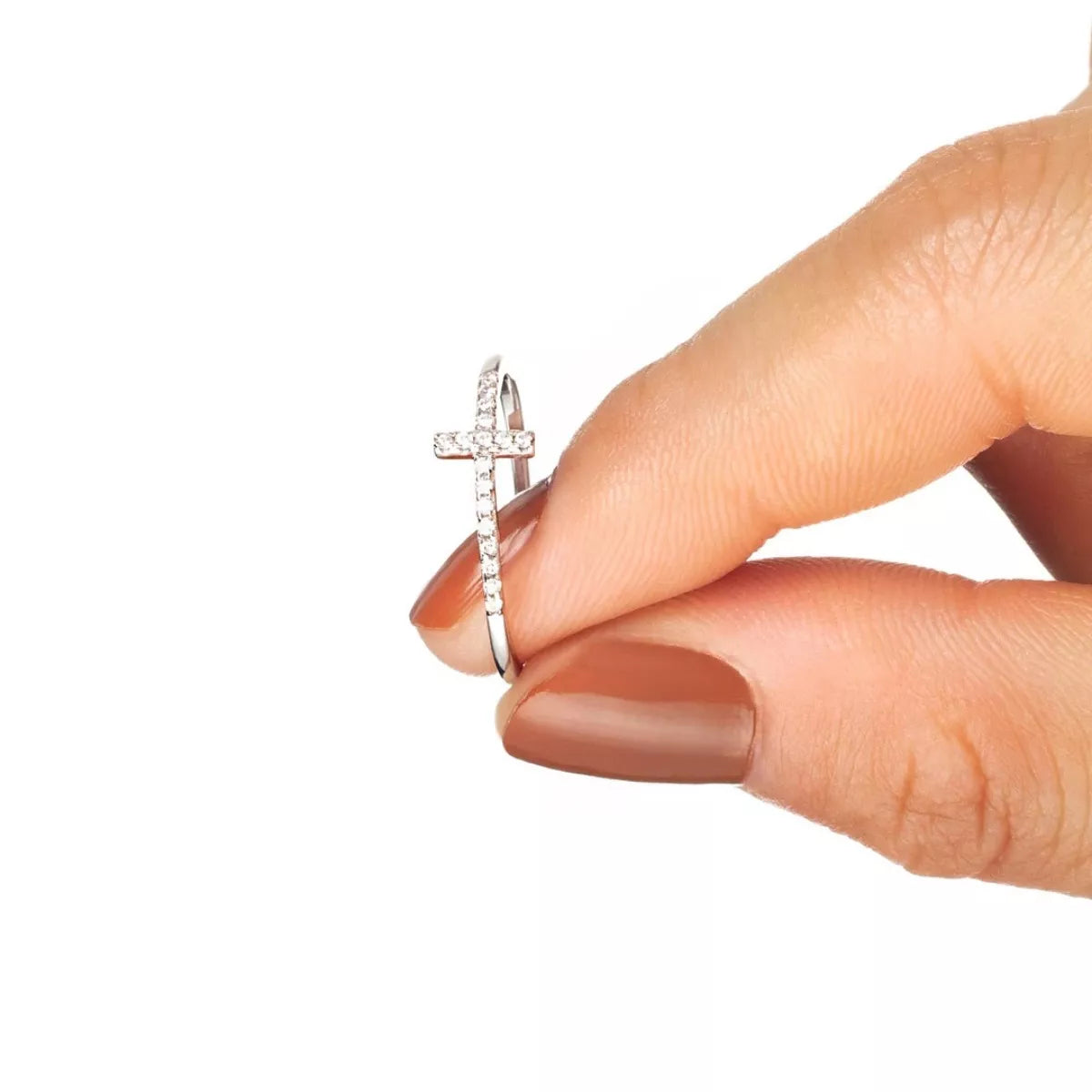Sterling Silver Cross Ring in Rose Gold - women's ring