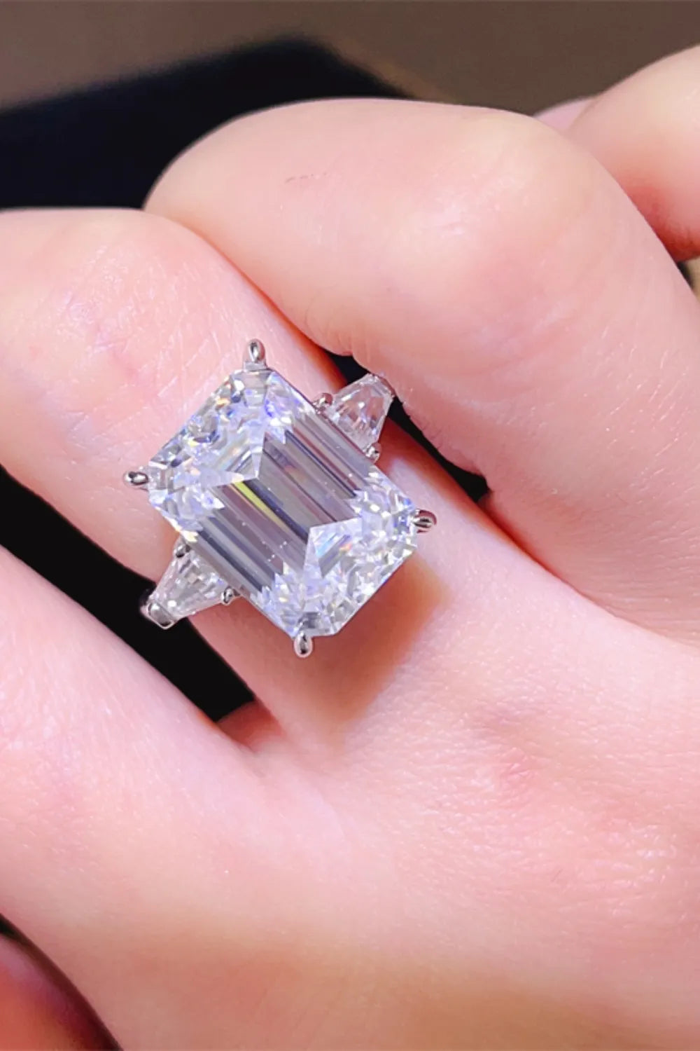 5 Carat Moissanite Sterling Silver Ring in Silver - women's ring
