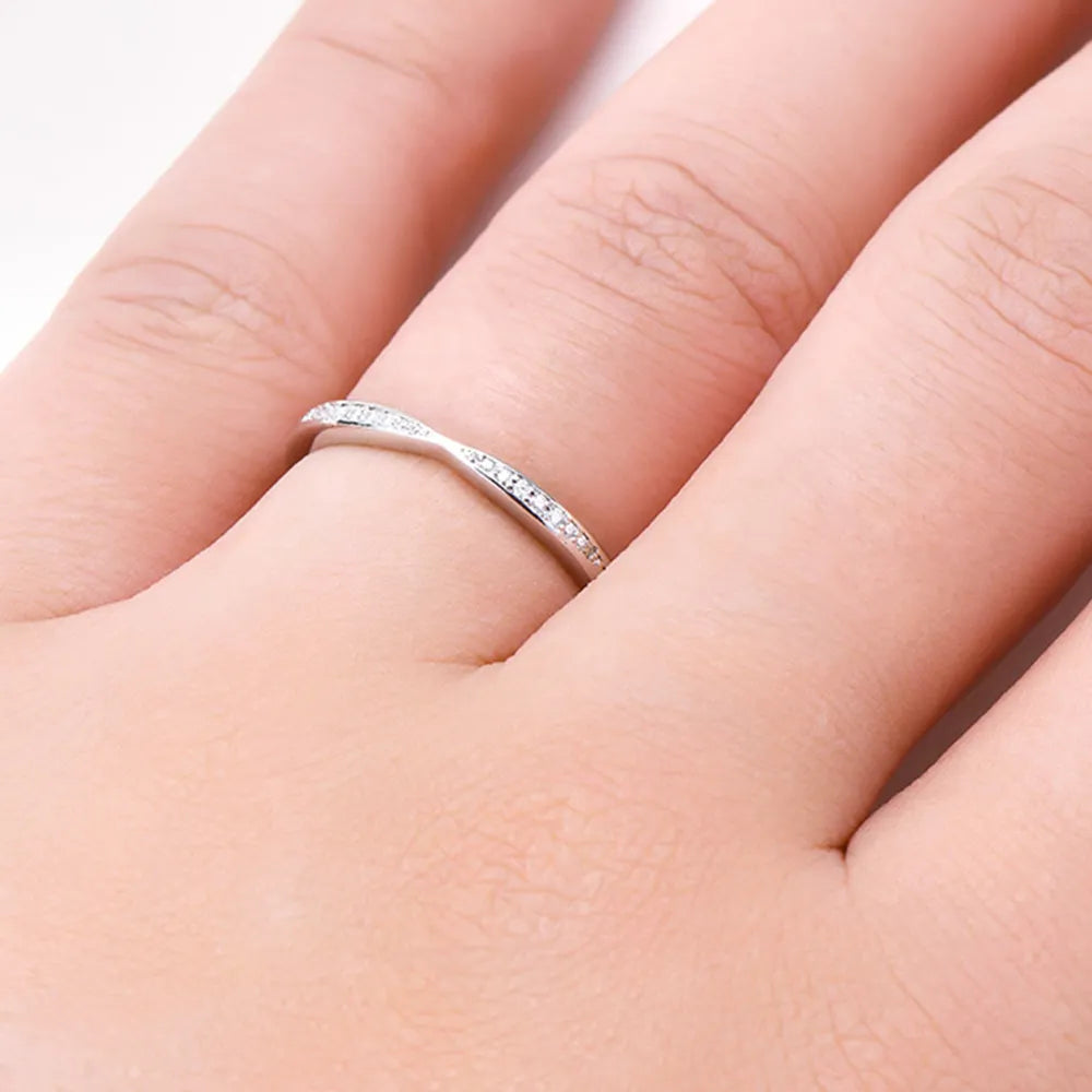 Sterling Silver Inlaid Moissanite Ring in Silver - women's ring