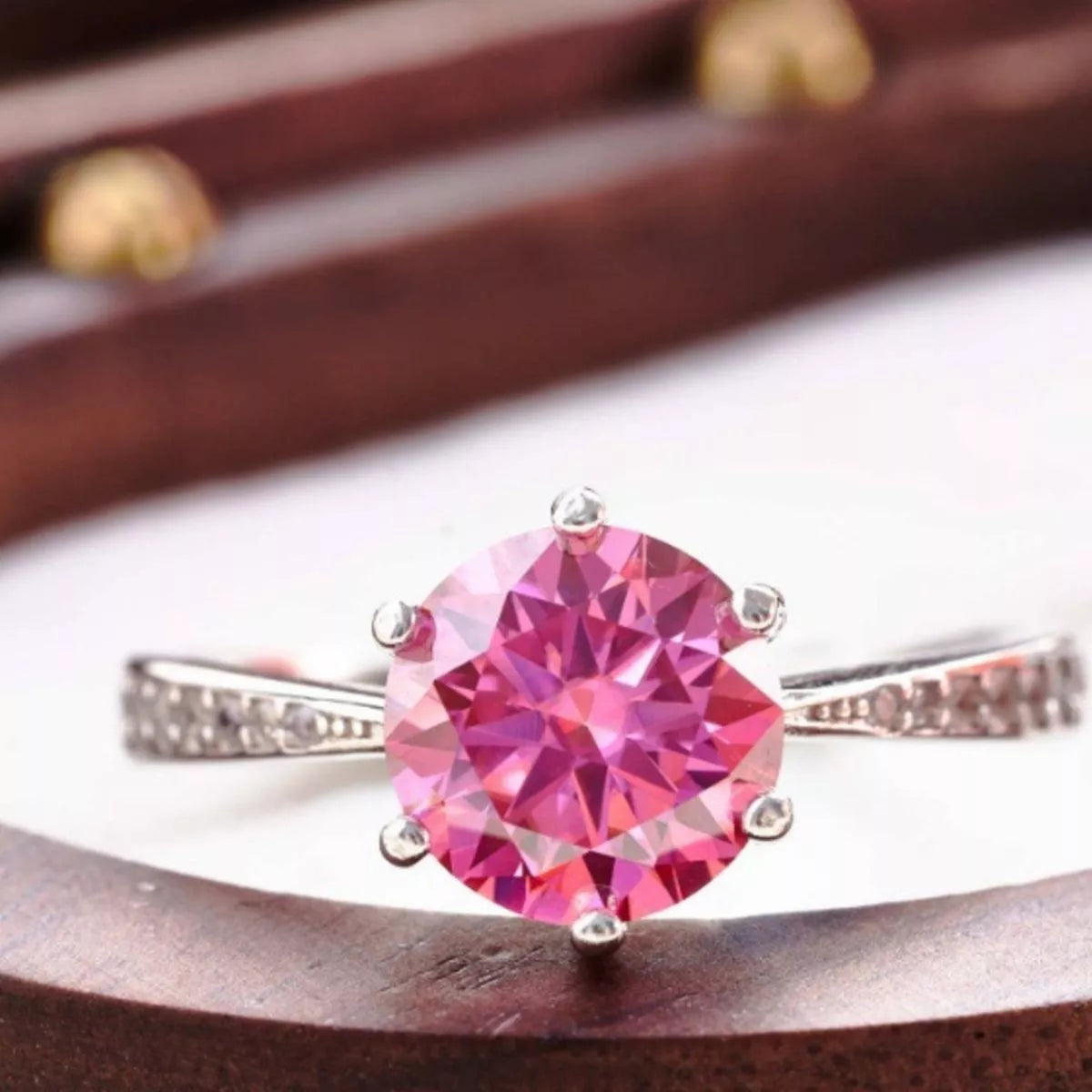 3 Carat Sterling Silver Moissanite Ring - alternate ring view