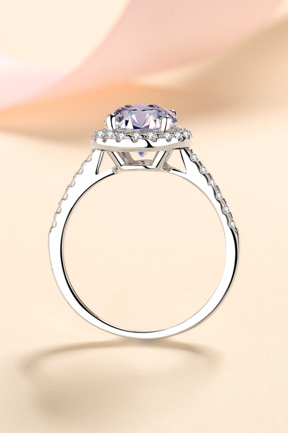 2 Carat Moissanite Sterling Silver Halo Ring in Silver - women's halo ring