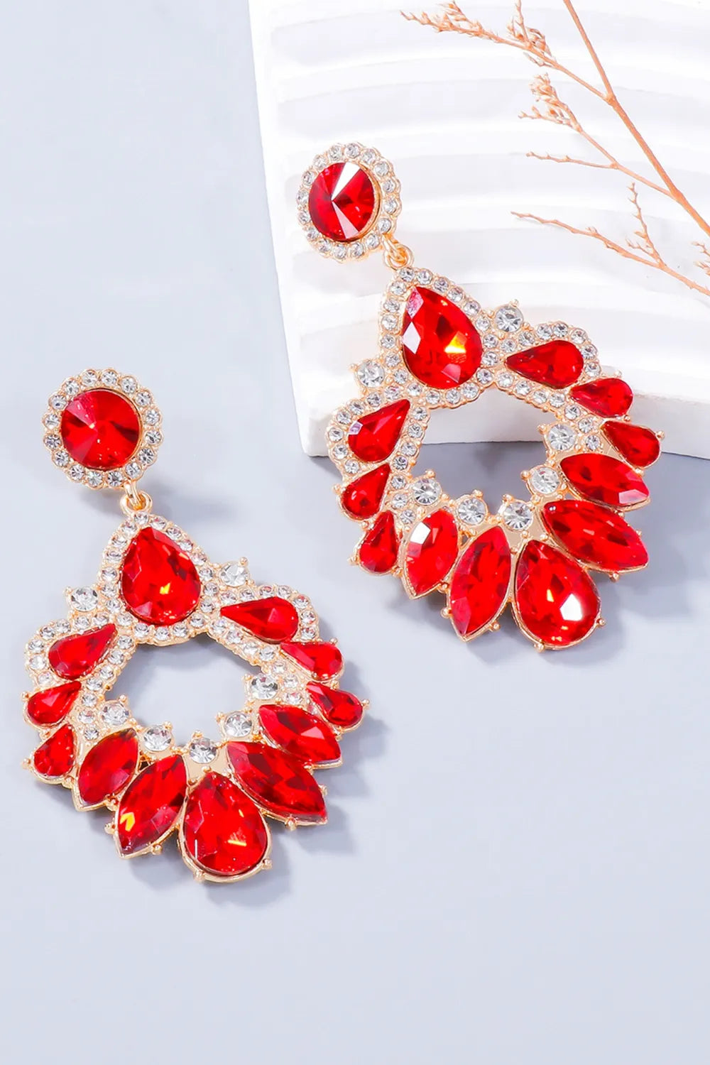 Alloy Rhinestone Dangle Earrings - alternate earring view