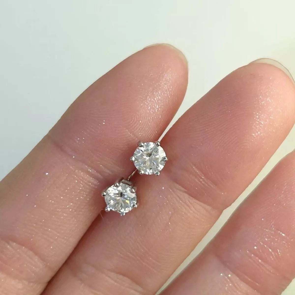 2 Carat Sterling Silver Moissanite Stud Earrings - alternate earring view