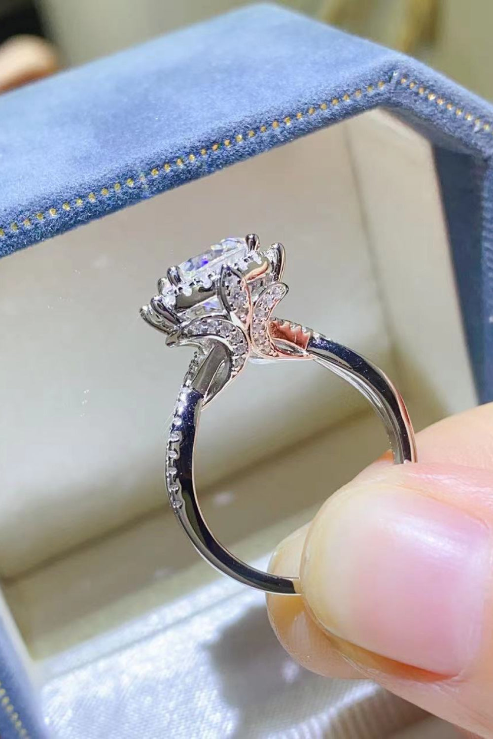 2 Carat Moissanite Sterling Silver Ring in Silver - women's ring