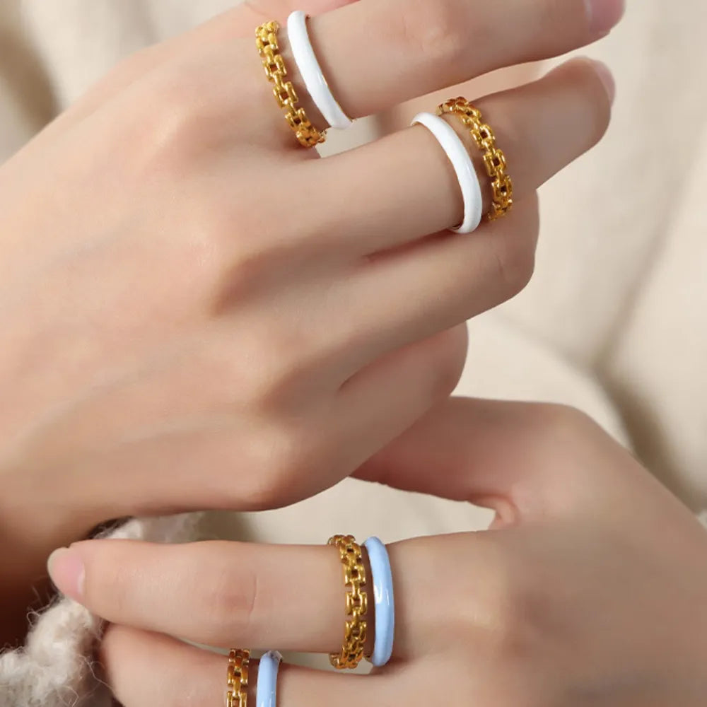 Enamel 18K Gold-Plated Open Ring - alternate ring view