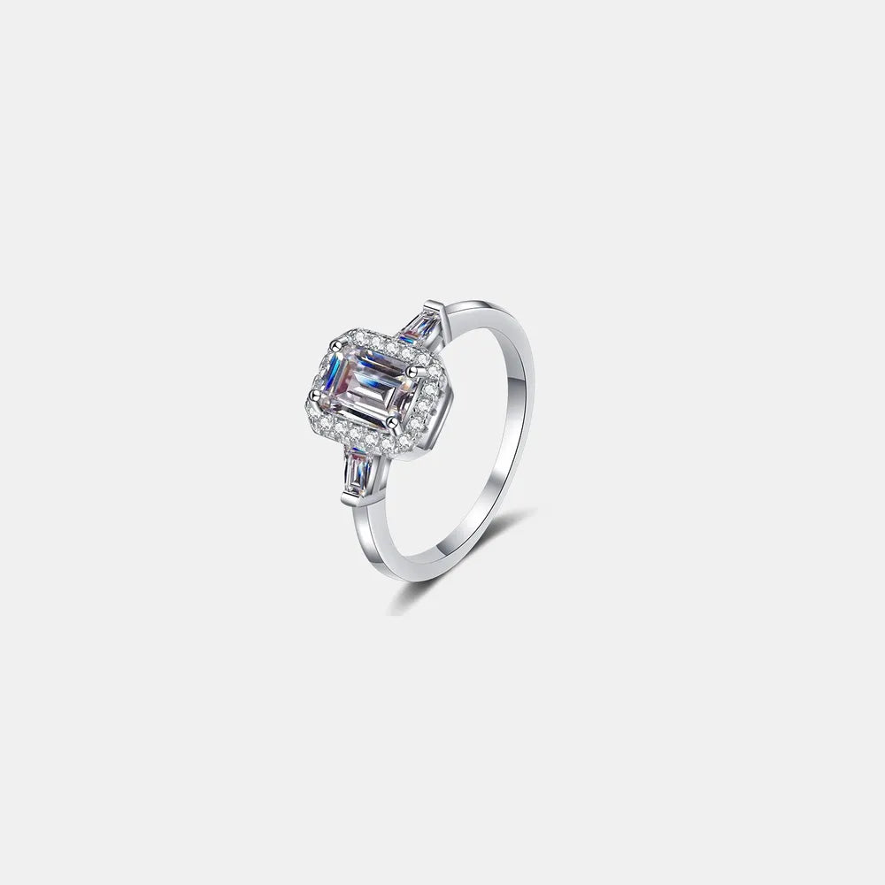 1 Carat Moissanite Sterling Silver Ring in White - women's ring