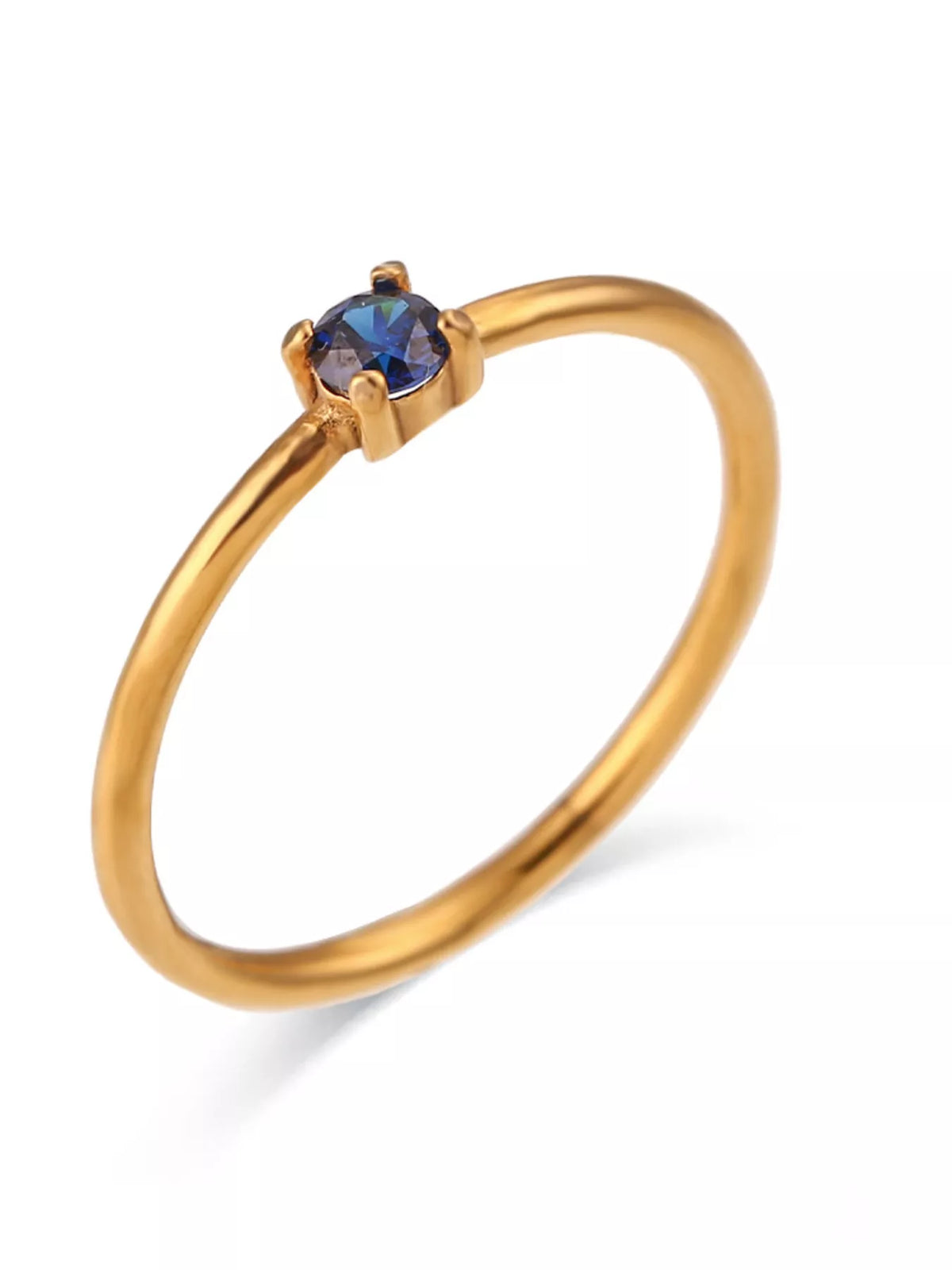 18K Gold-Plated Zircon Ring in Blue - women's ring