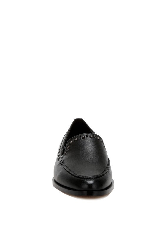 Delicate Stud Leather Loafers