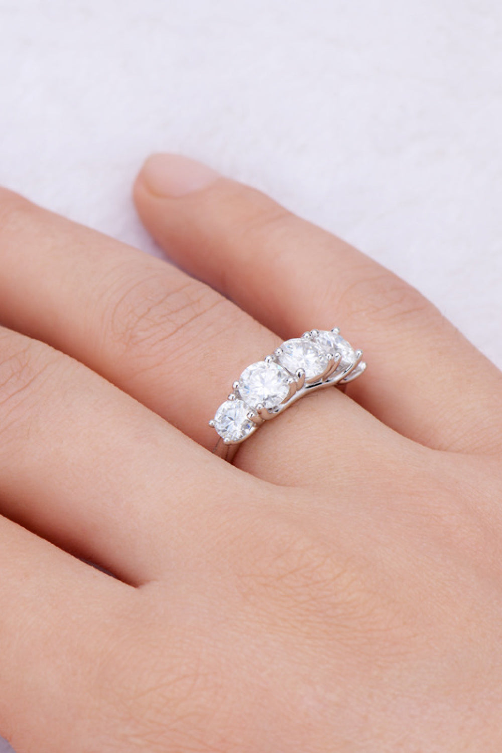 1 Carat Moissanite Sterling Silver Half-Eternity Ring - alternate ring view