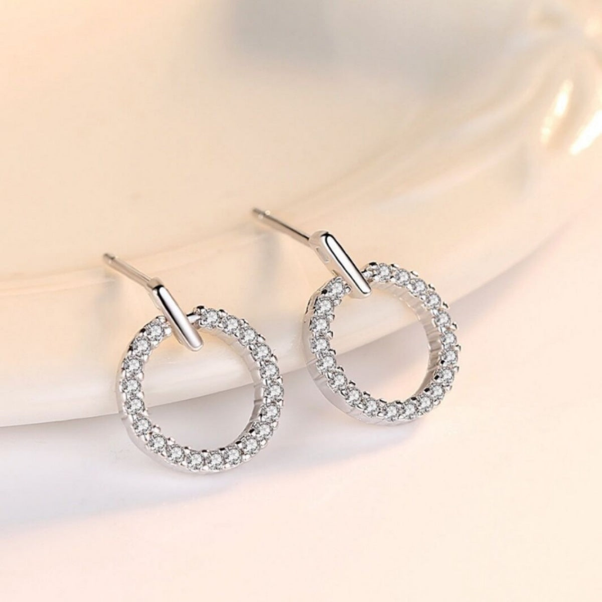 Sterling Silver Circle Stud Earrings in Silver - women's stud earrings