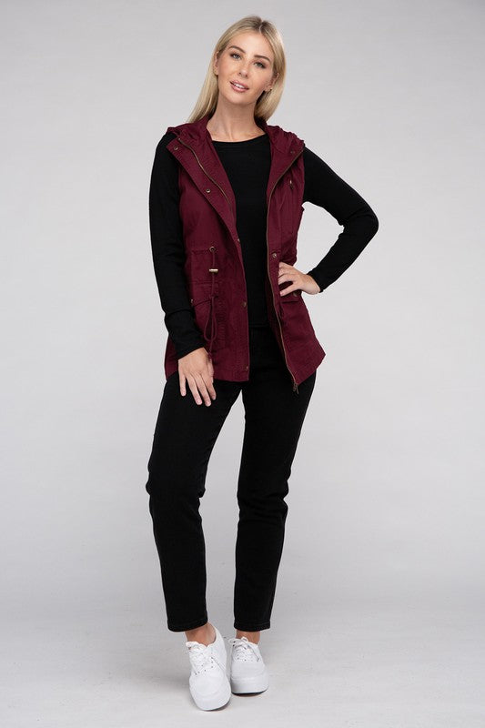 Drawstring Hoodie Vest