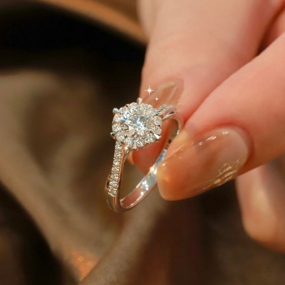 Moissanite Sterling Silver Ring in Silver - women's ring
