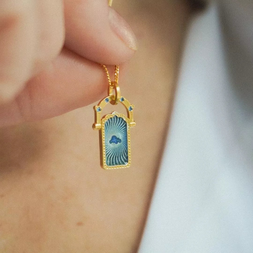 18K Gold-Plated Titanium Steel Pendant Necklace - alternate necklace view