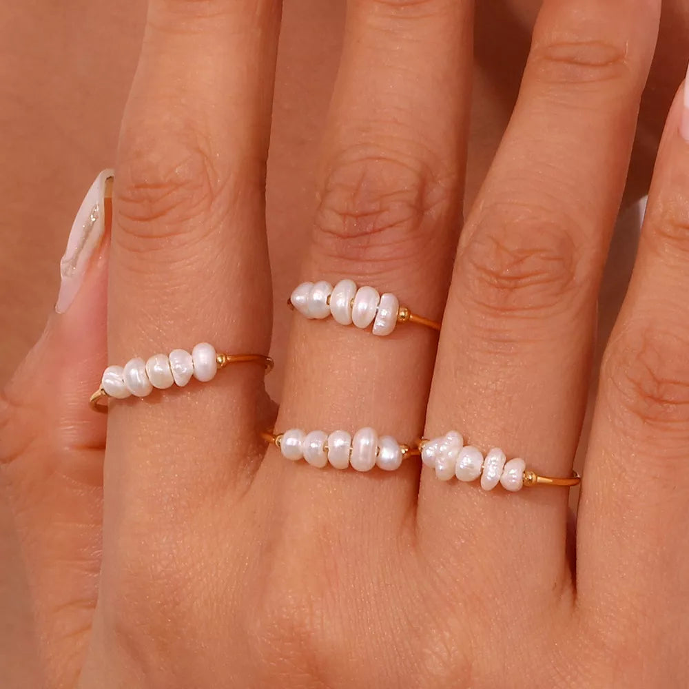 18K Gold-Plated Baroque Pearl Ring in Gold - women's ring