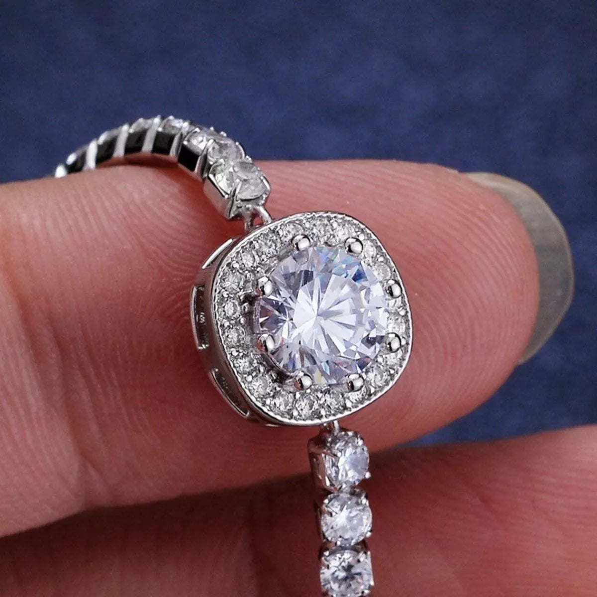 1 Carat Moissanite Sterling Silver Chain Bracelet - alternate jewelry view
