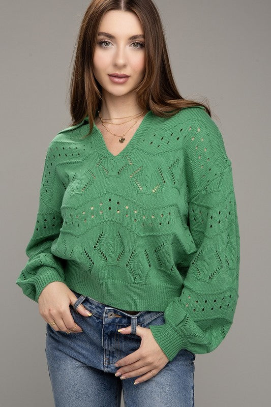 Knit Collared Sweater featuring a sophisticated spread collar and open-knit detailing. Designed with a ribbed hem for a modern look, this comfortable pull-on sweater has long sleeves, making it perfect for any occasion. Made from 100% acrylic. Free shipping on all orders. Shop now!