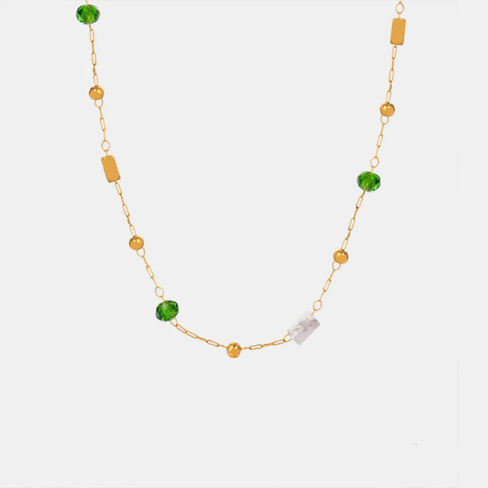 Titanium Steel Gold-plated Bead Necklace - alternate necklace view