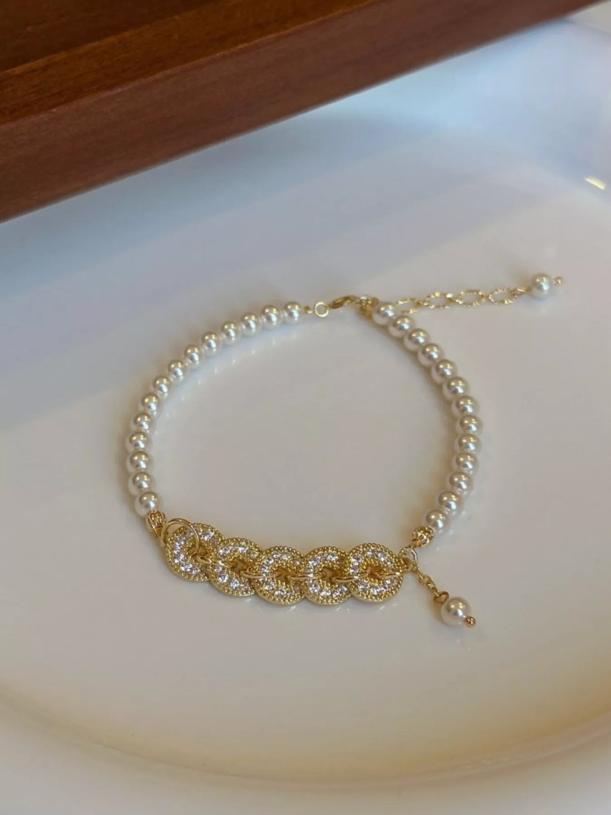 18K Gold-Plated Pearl Coin Bracelet in Gold - women's pearl bracelet