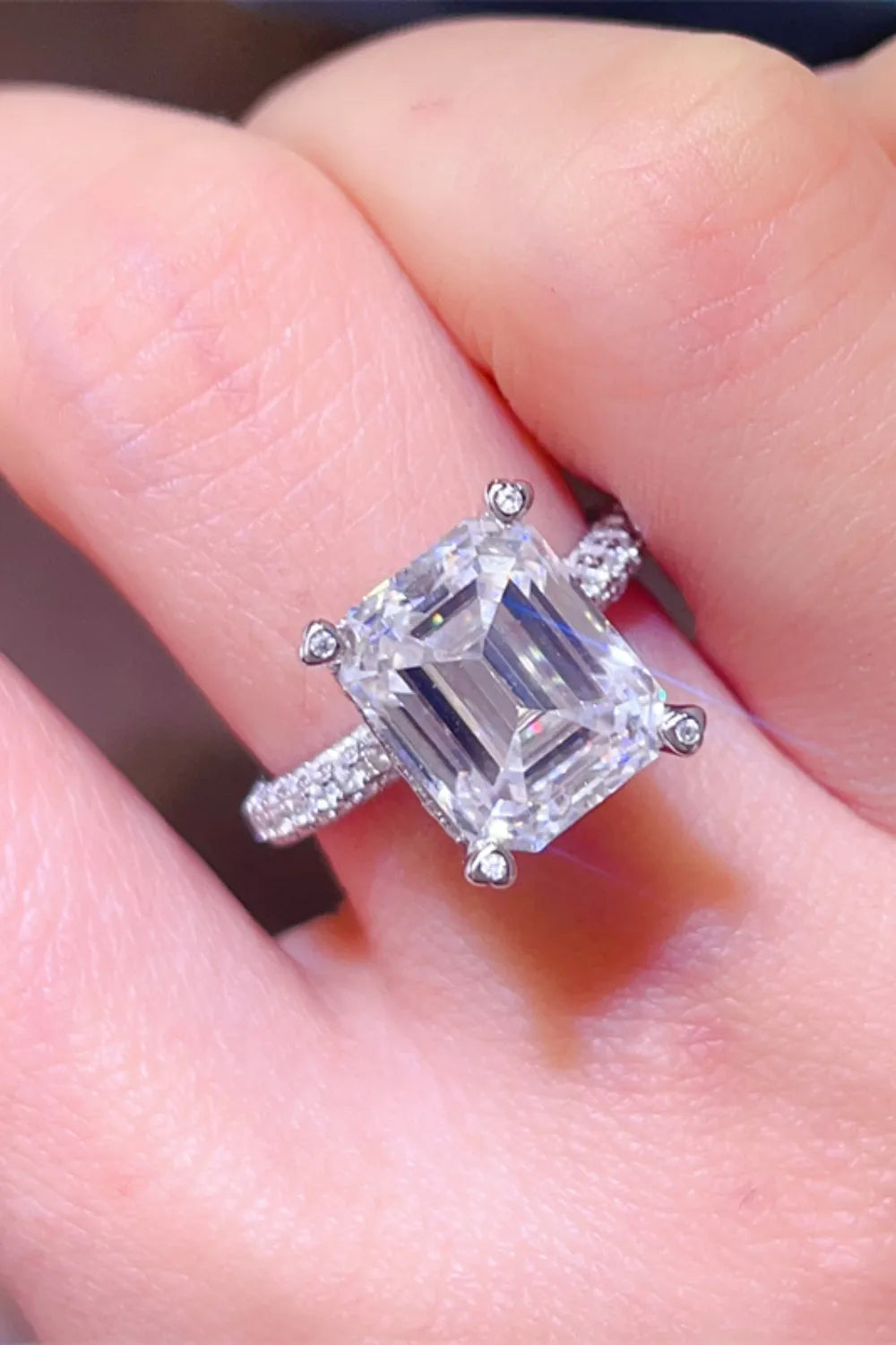 5 Carat Moissanite Sterling Silver Ring in Silver - women's ring