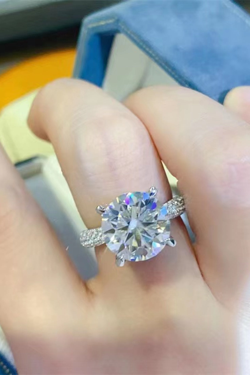 5 Carat Moissanite Sterling Silver Ring - alternate ring view